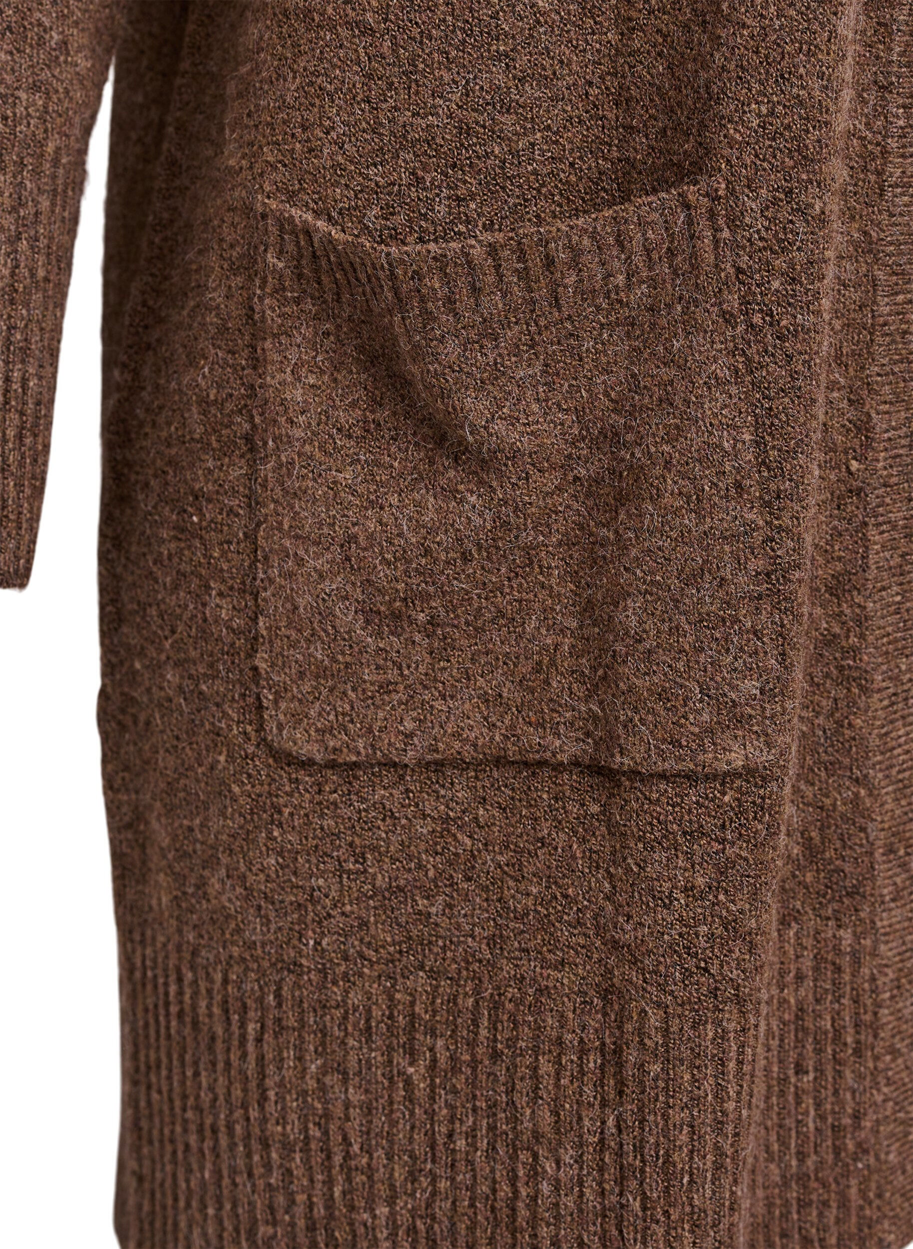 ZizziMeleret strik cardigan med lommer, Brun, Packshot image number 3