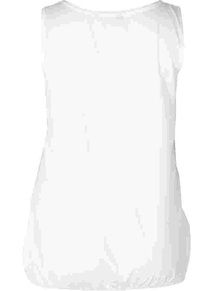 Bomulds top med rund hals og blondekant, White, Packshot image number 1