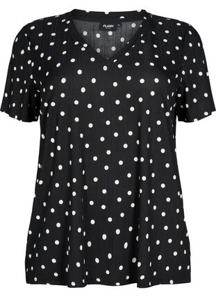FLASH - Printet t-shirt med v-hals, Black Dot, Packshot image number 0