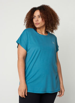 Ensfarvet trænings t-shirt, Storm Blue, Model image number 0