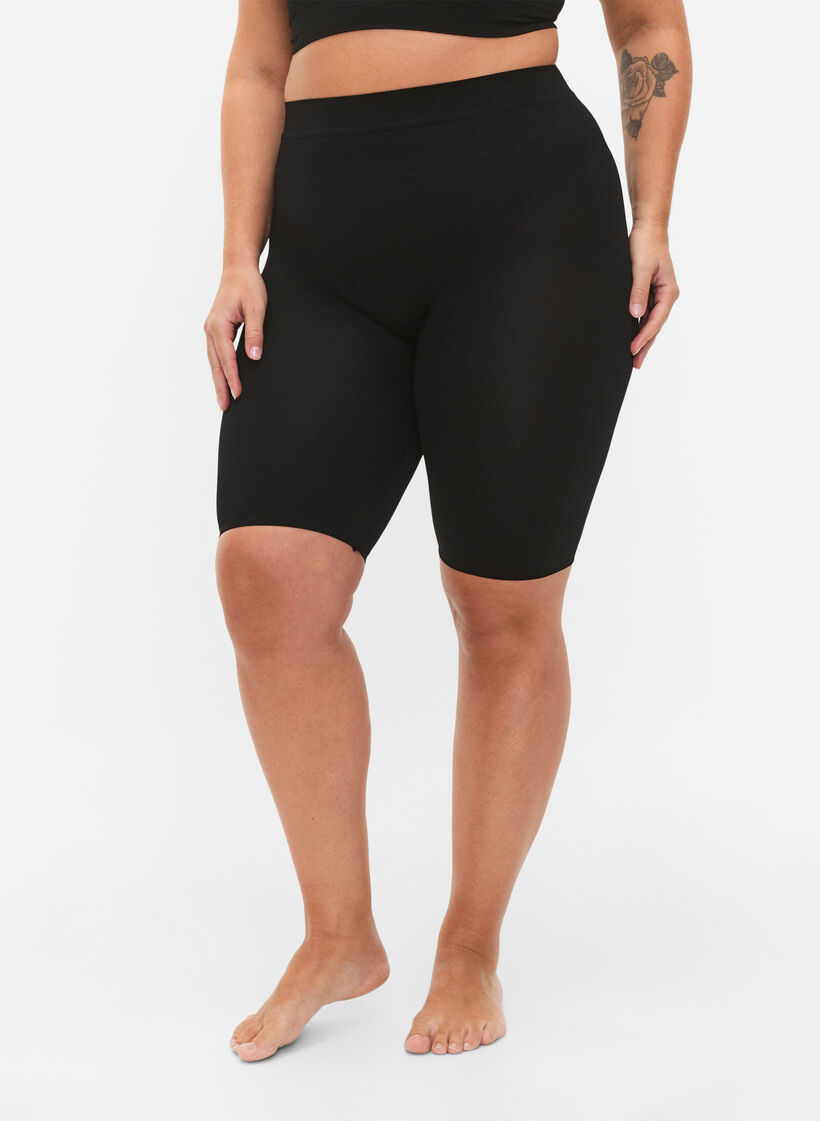 2-pak seamless cykelshorts, Black, Model image number 0