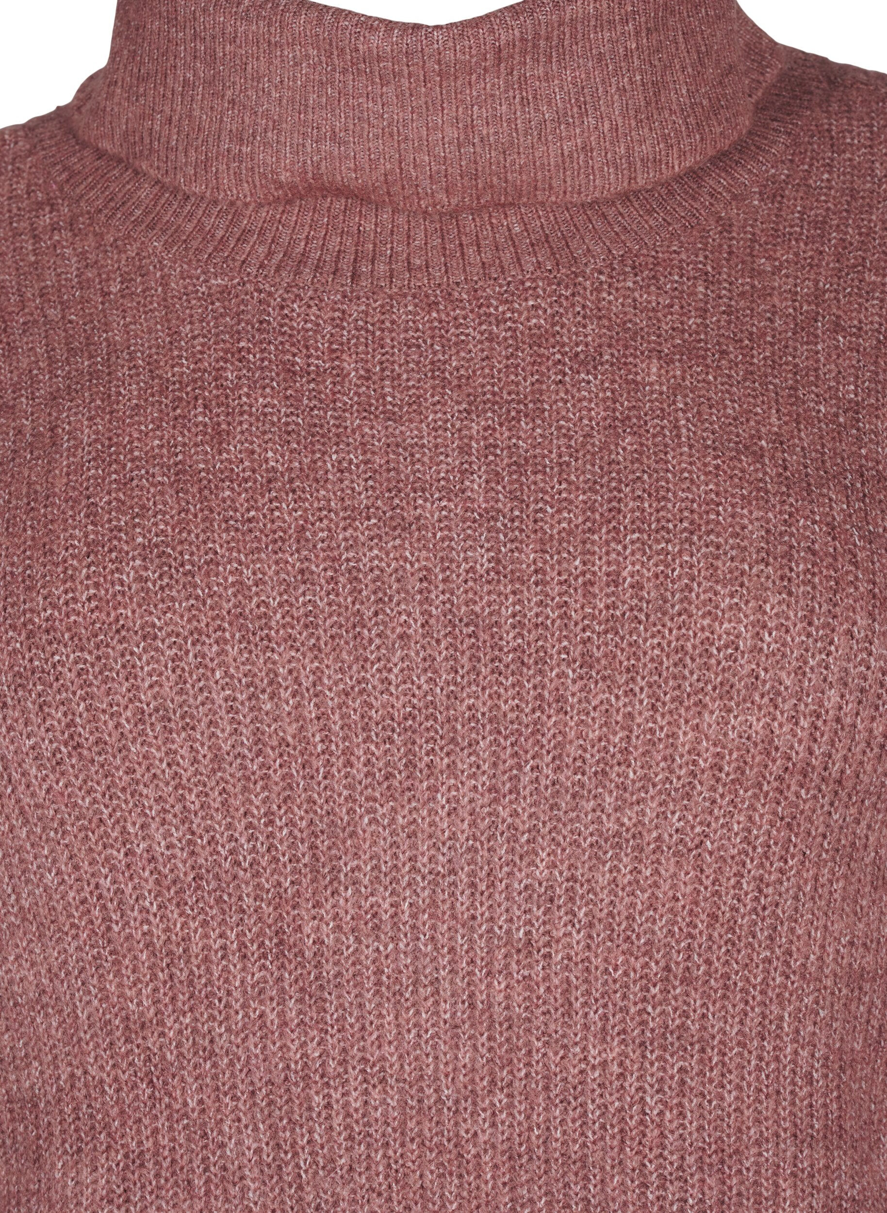 Zizzi FLASH - Strikkjole med rullekrave, Lyser&oslash;d, Packshot image number 2