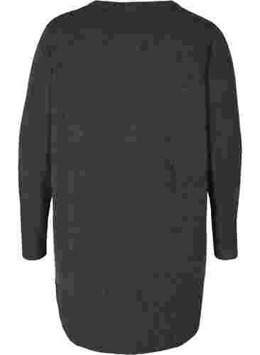 Meleret strik cardigan med lommer, Dark Grey Melange, Packshot image number 1