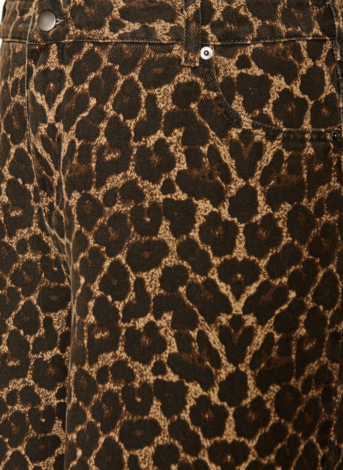 Leopardm&oslash;nstrede bermudashorts i denim, Brun, Packshot image number 2