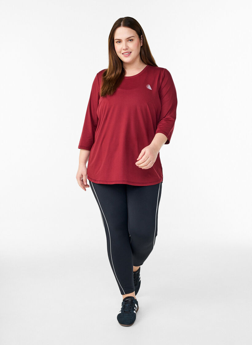 Tr&aelig;ningsbluse med 3/4 &aelig;rmer, R&oslash;d, Model image number 1
