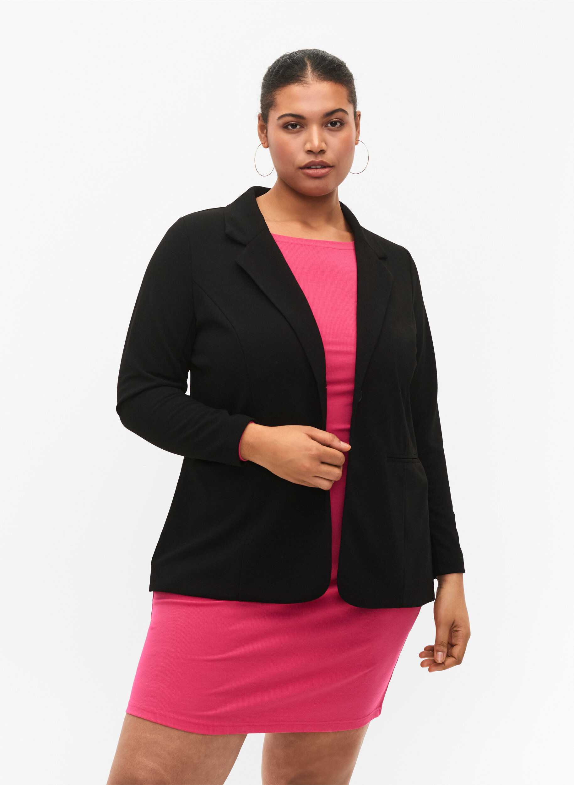 Zizzi Blazer med lommer, Black, Model image number 0