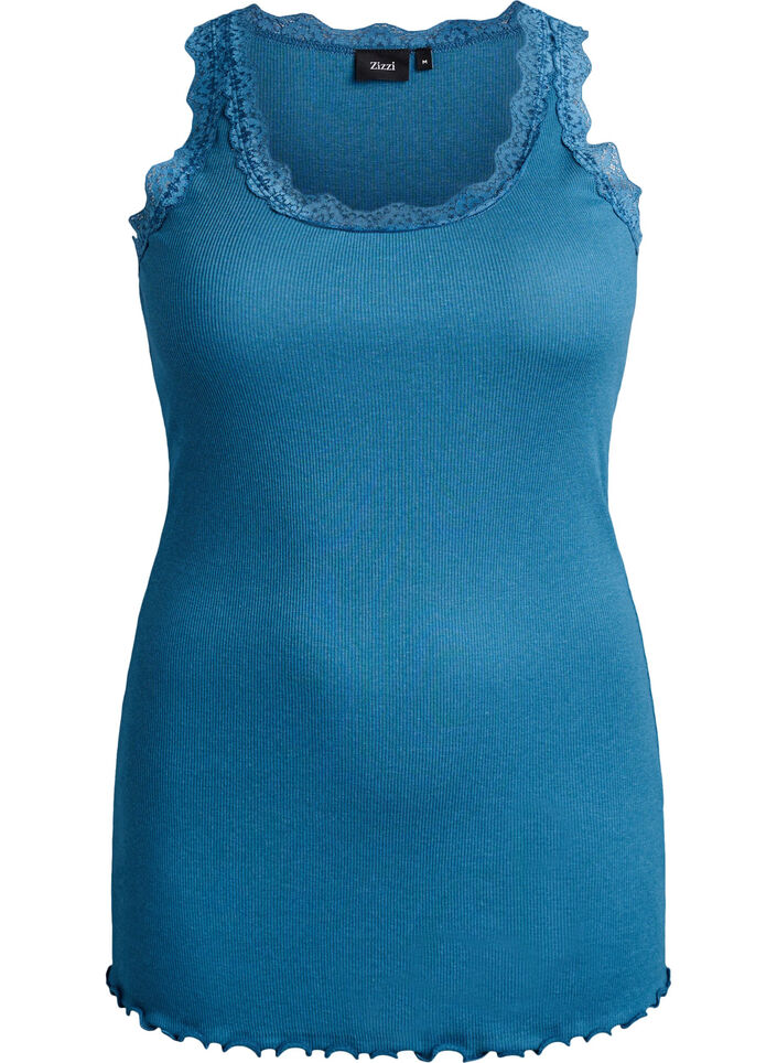 Top med blondekant, Bl&aring;, Packshot image number 0