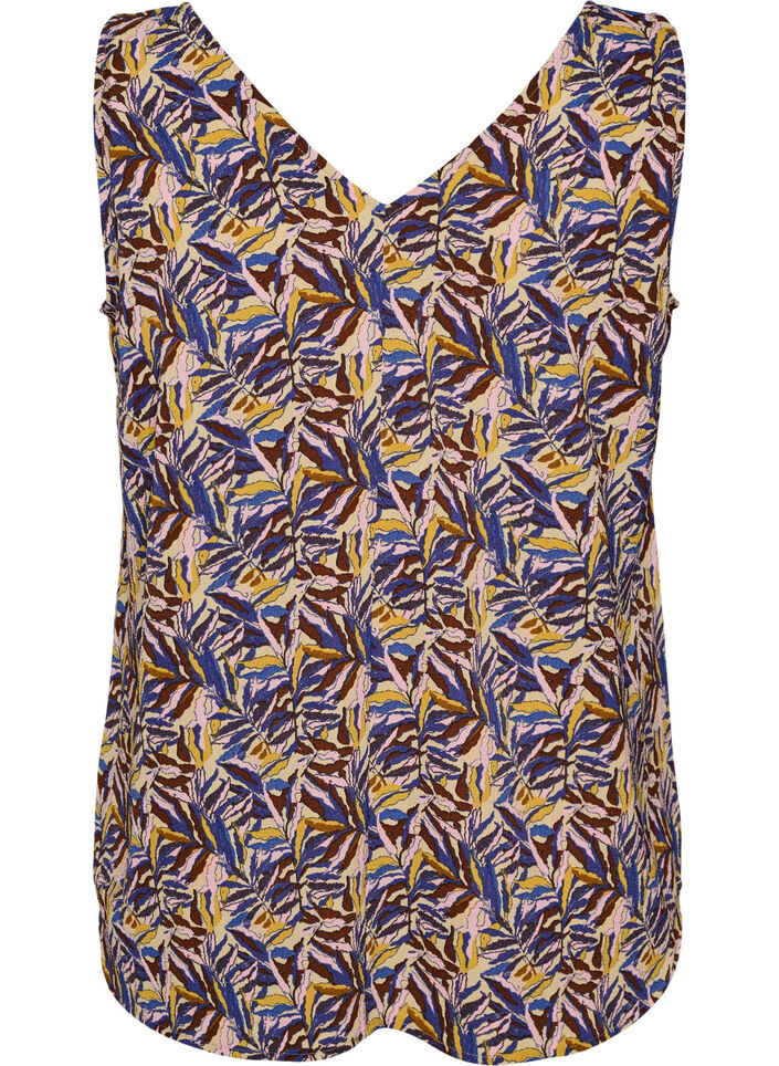 Printet top med v-hals , Bl&aring;, Packshot image number 1