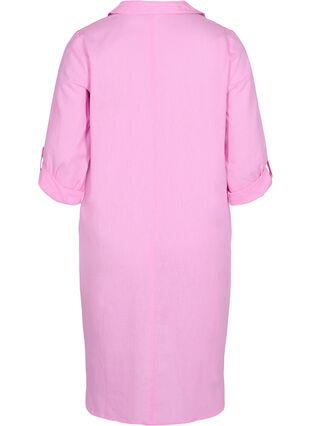 Stribet kjole i bomuld og hør, Begonia Pink, Packshot image number 1