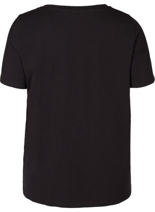 Kortærmet bomulds t-shirt med tryk, Black SIMPLY, Packshot image number 1