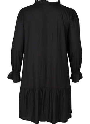 Viskose kjole med binde detalje, Black, Packshot image number 1