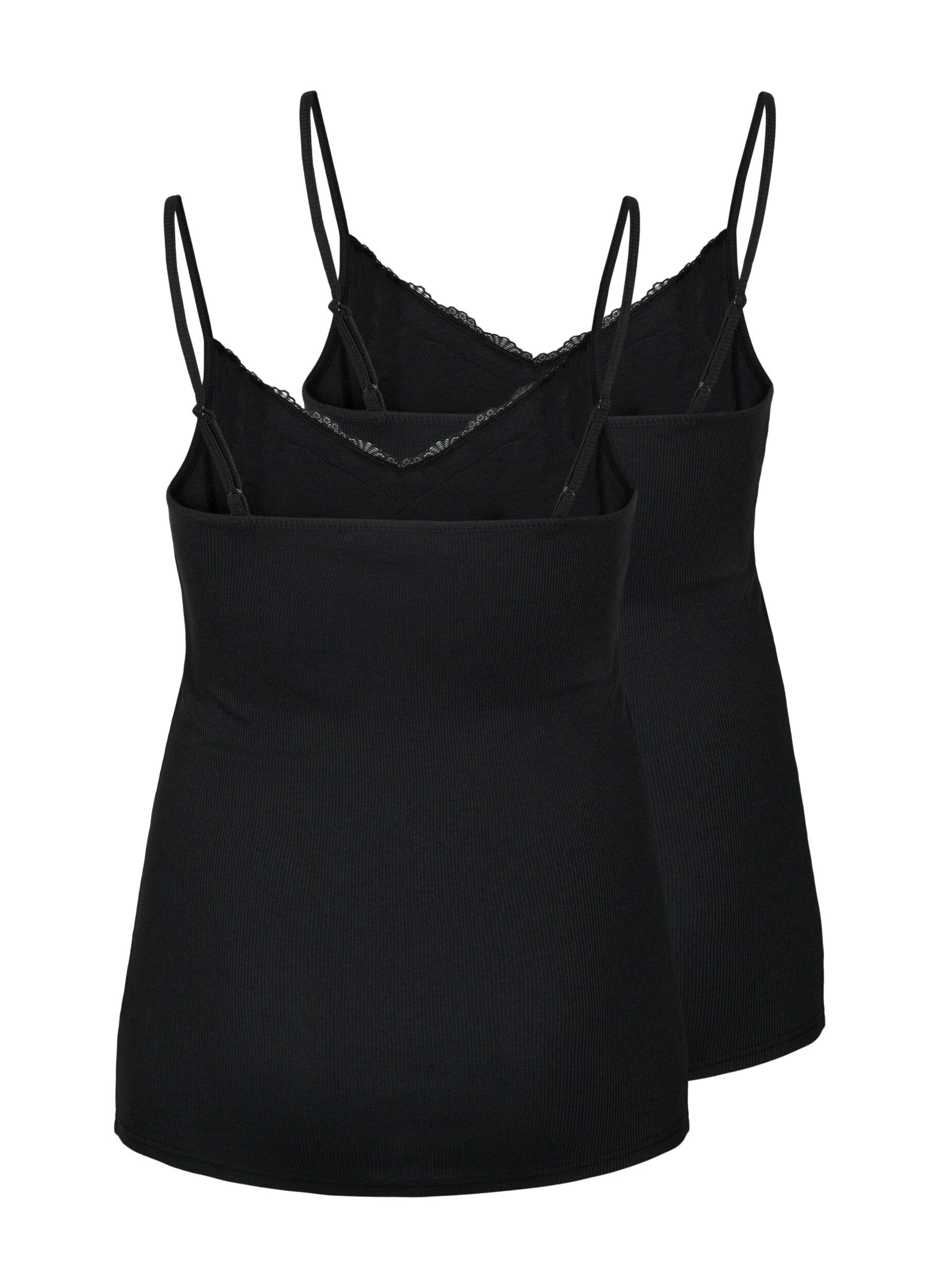 Zizzi2-pak nat toppe i rib, Black/Black, Packshot image number 1