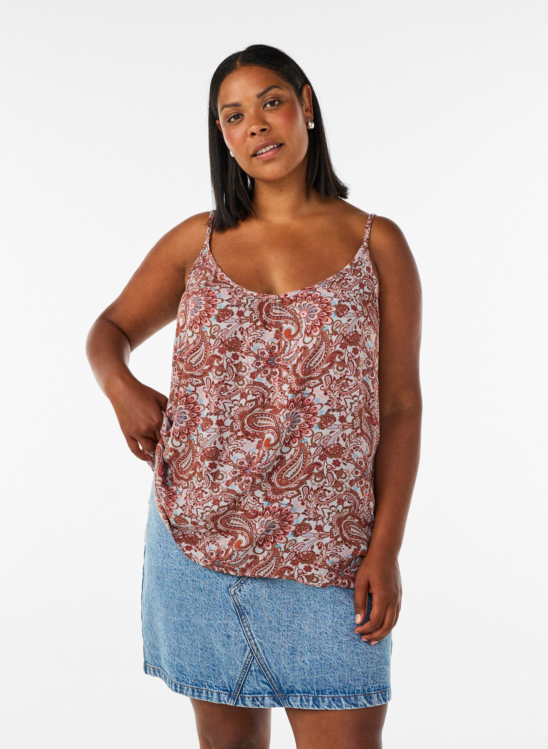Strop top i viskose, Lyser&oslash;d, Model