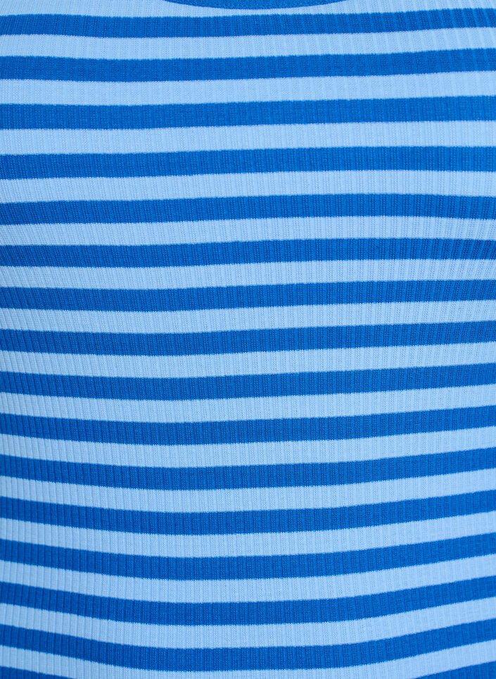 Stribet tanktop med ribstruktur, Bl&aring;, Packshot image number 2