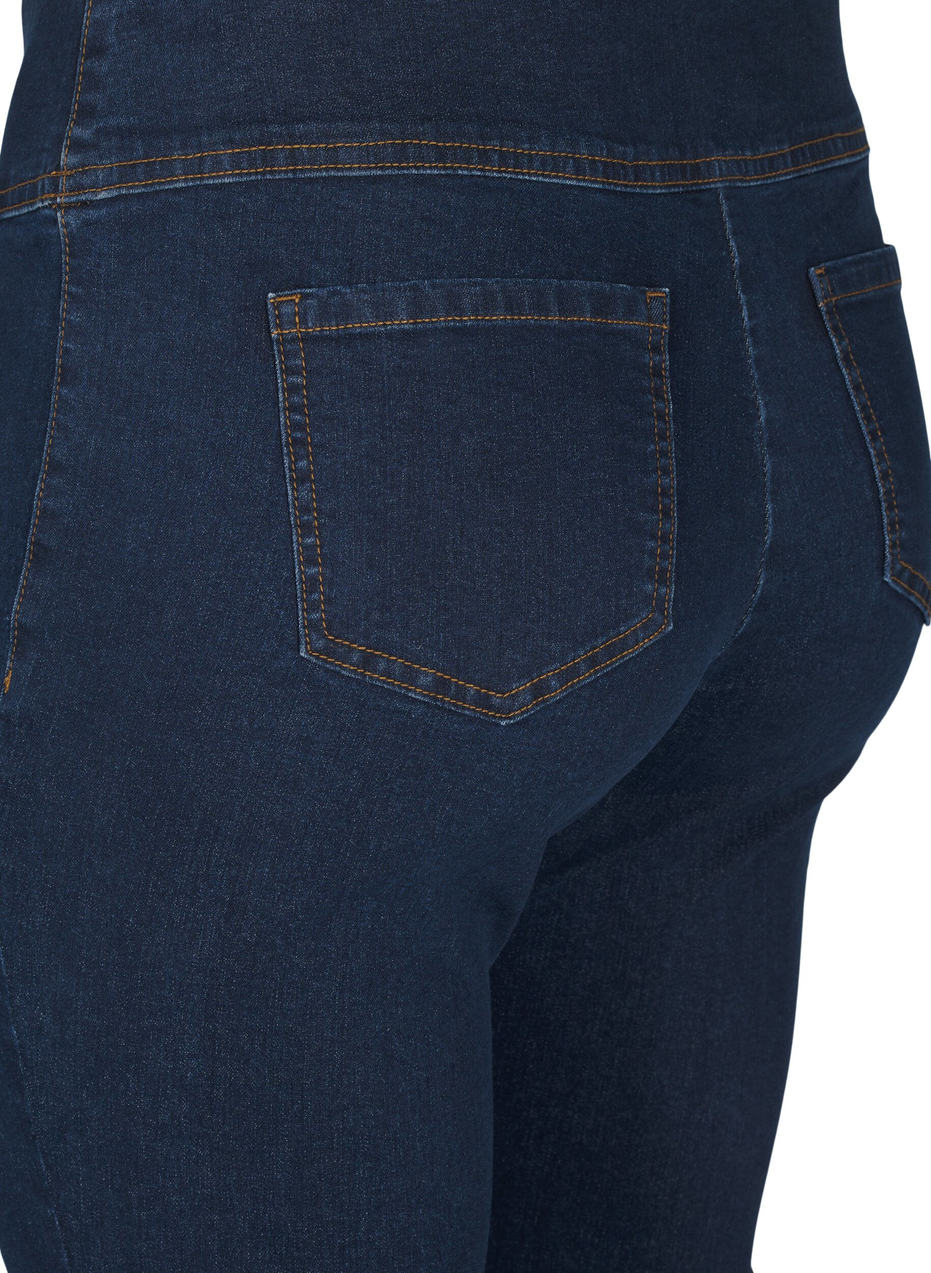 ZizziStretchy jeggings med h&oslash;j talje, Bl&aring;, Packshot image number 3