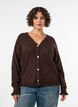 Cardigan med harlekinm&oslash;nster og V-hals, Brun, Model image number 0
