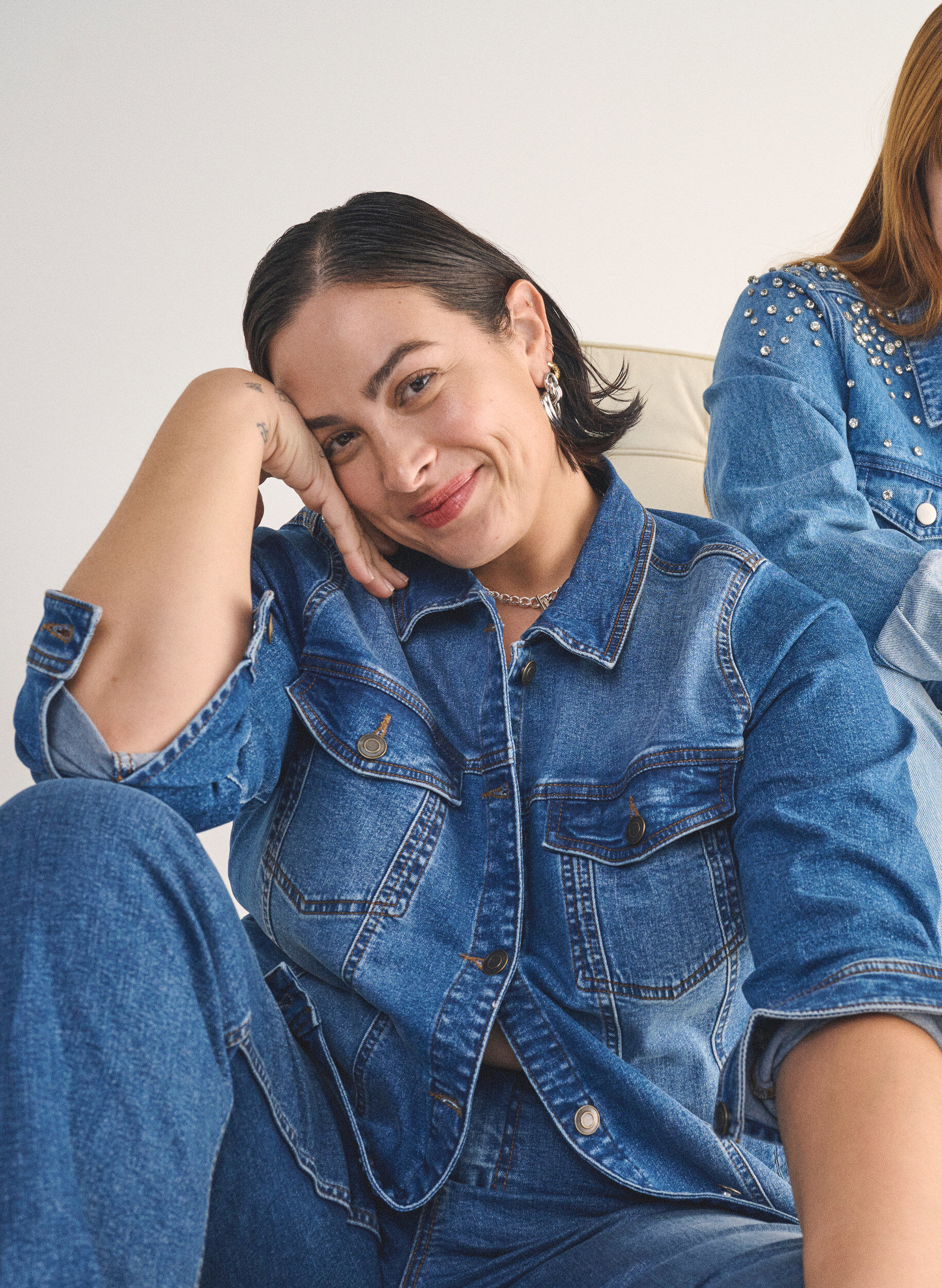 Zizzi Denimjakke med et klassisk snit, Bl&aring;, Image image number 0