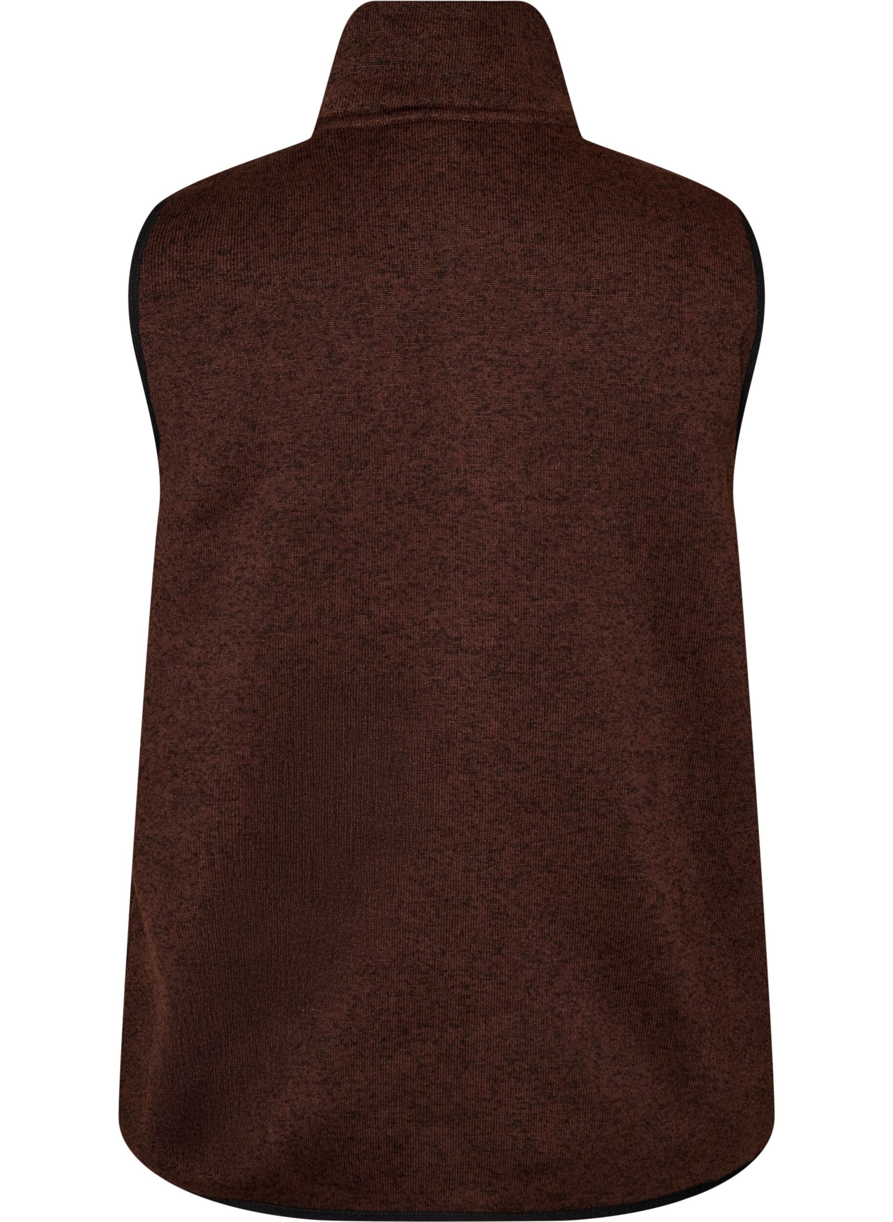 ZizziVest med h&oslash;j hals og lynl&aring;s, Brun, Packshot image number 1