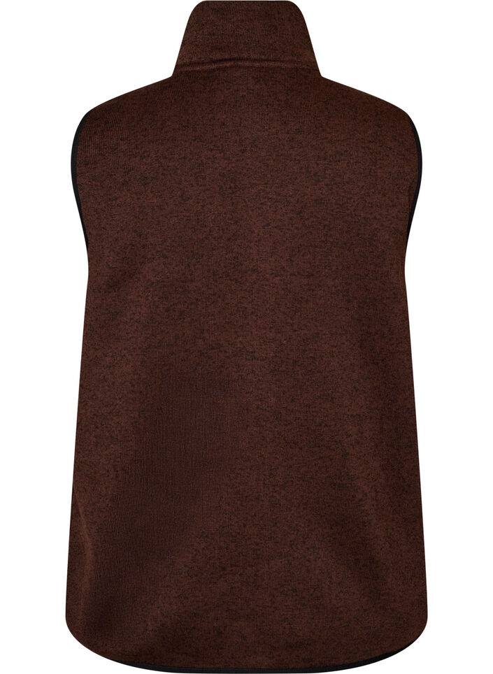 Vest med h&oslash;j hals og lynl&aring;s, Brun, Packshot image number 1