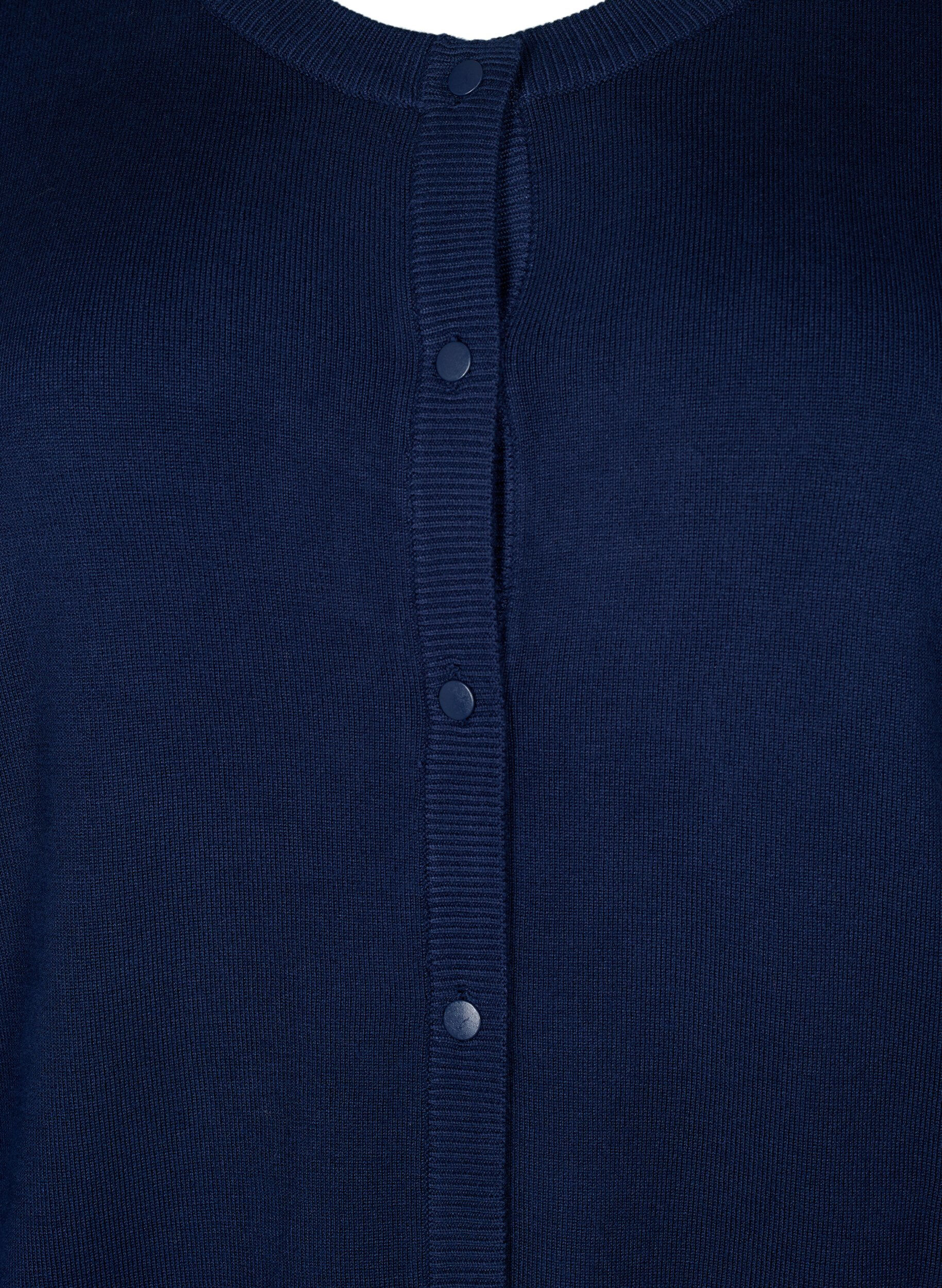 Zizzi Strikcardigan i viskose med knapper, Navy Blazer, Packshot image number 2
