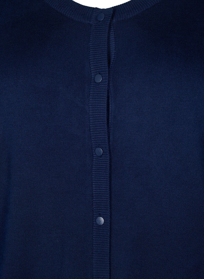 Strikcardigan i viskose med knapper, Navy Blazer, Packshot image number 2