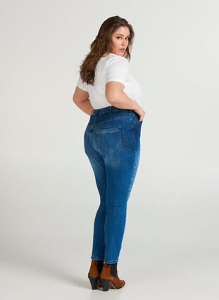 Ekstra slim Nille jeans med høj talje, Dark blue denim, Model image number 0