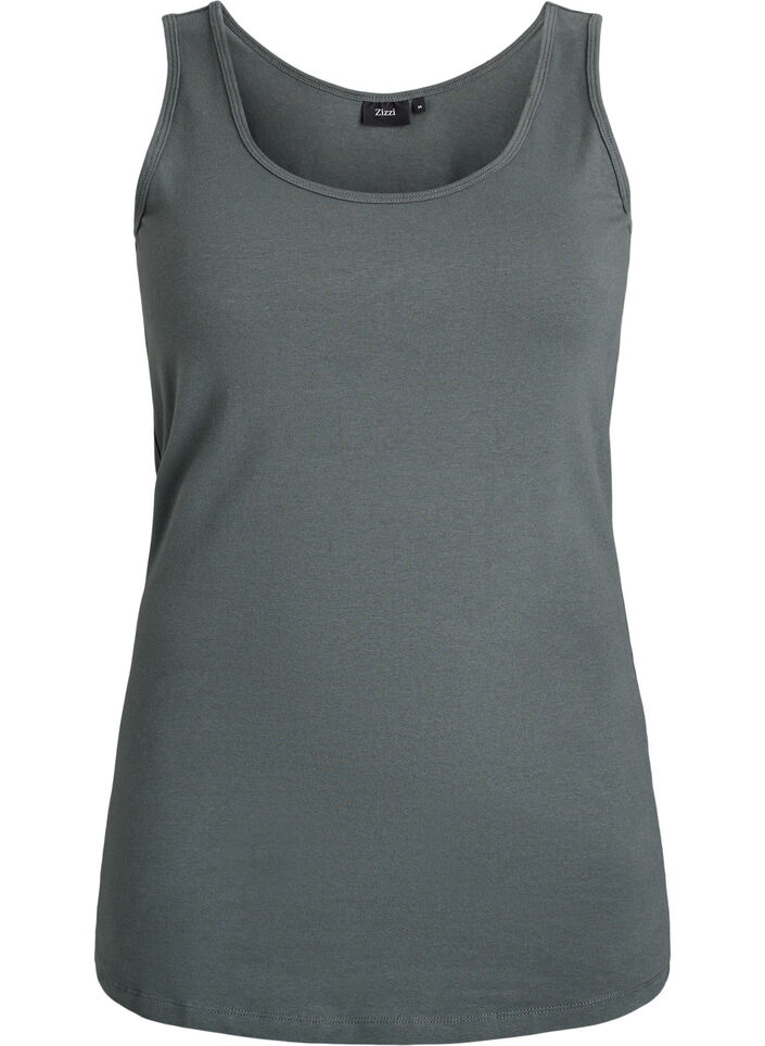 Ensfarvet basis top i bomuld, Gr&oslash;n, Packshot image number 0
