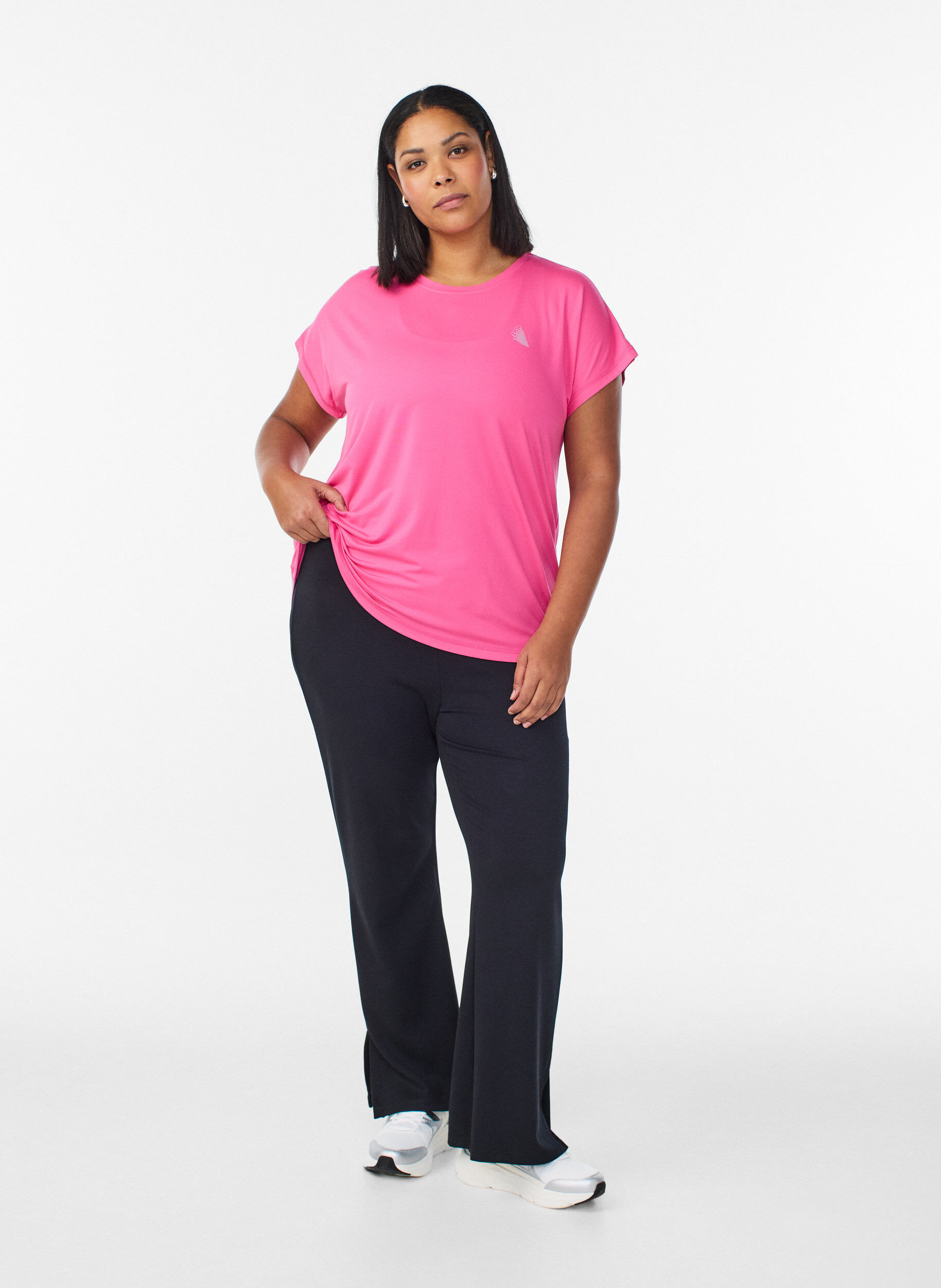 ZizziEnsfarvet tr&aelig;nings t-shirt, Lyser&oslash;d, Model image number 1