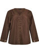 Skjortebluse med broderie anglaise, Brun, Packshot image number 0