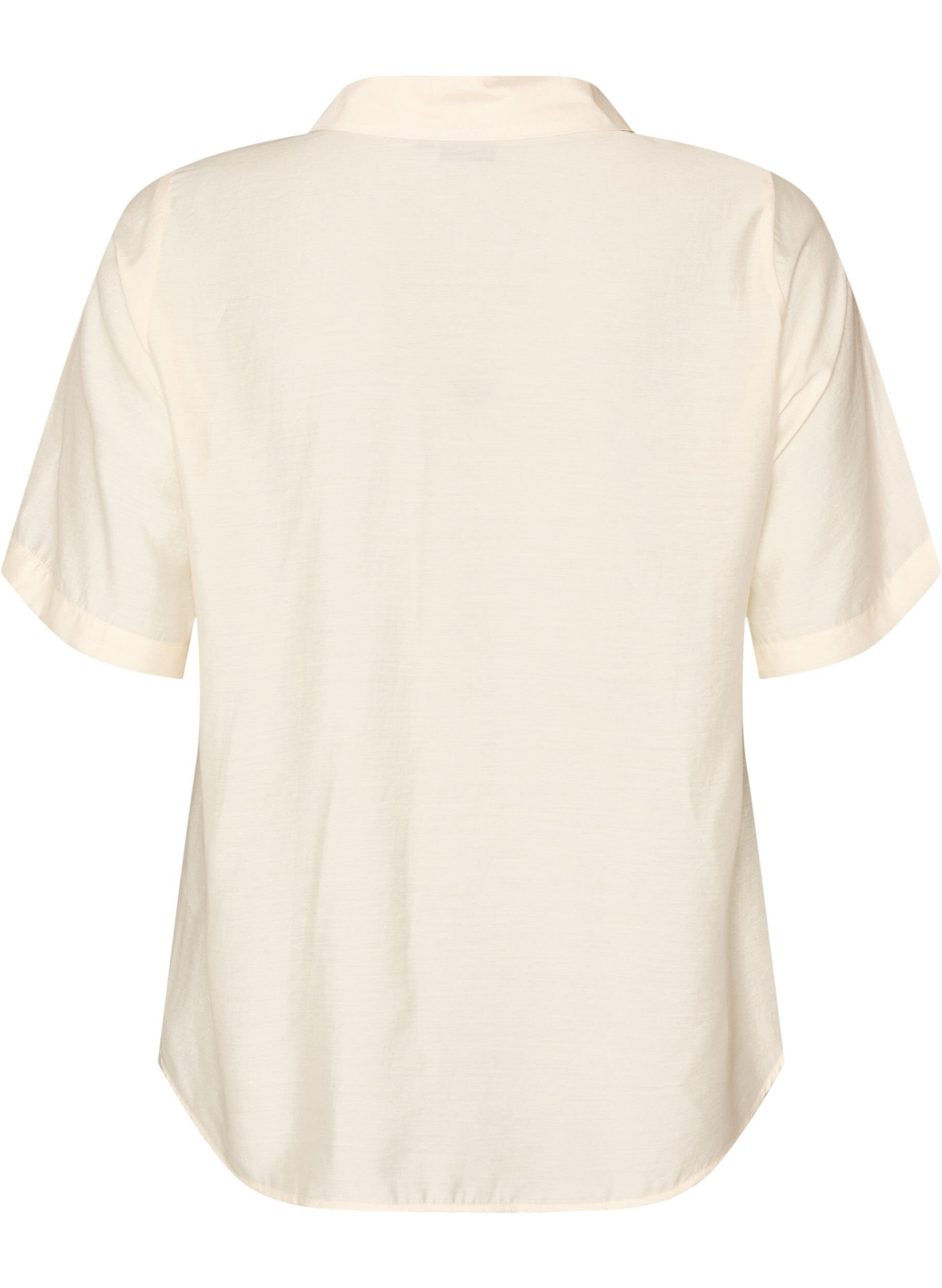 ZizziSkjortebluse med albuelange &aelig;rmer og blomster detaljer, Beige, Packshot image number 1