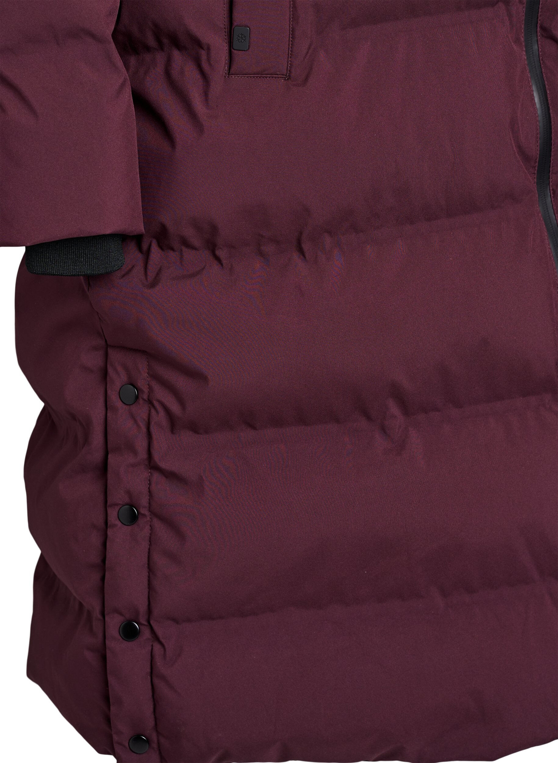 Zizzi Lang puffer vinterjakke med h&aelig;tte, M&oslash;rk Bordeaux, Packshot image number 3