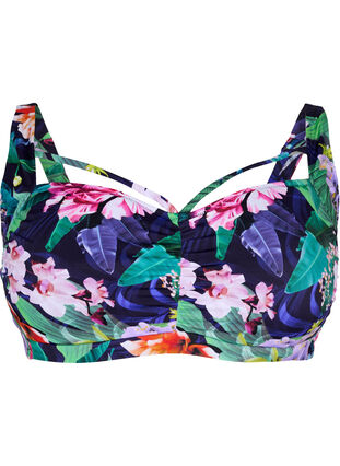 Bikini bh med drapering og string , Flower Print, Packshot image number 0