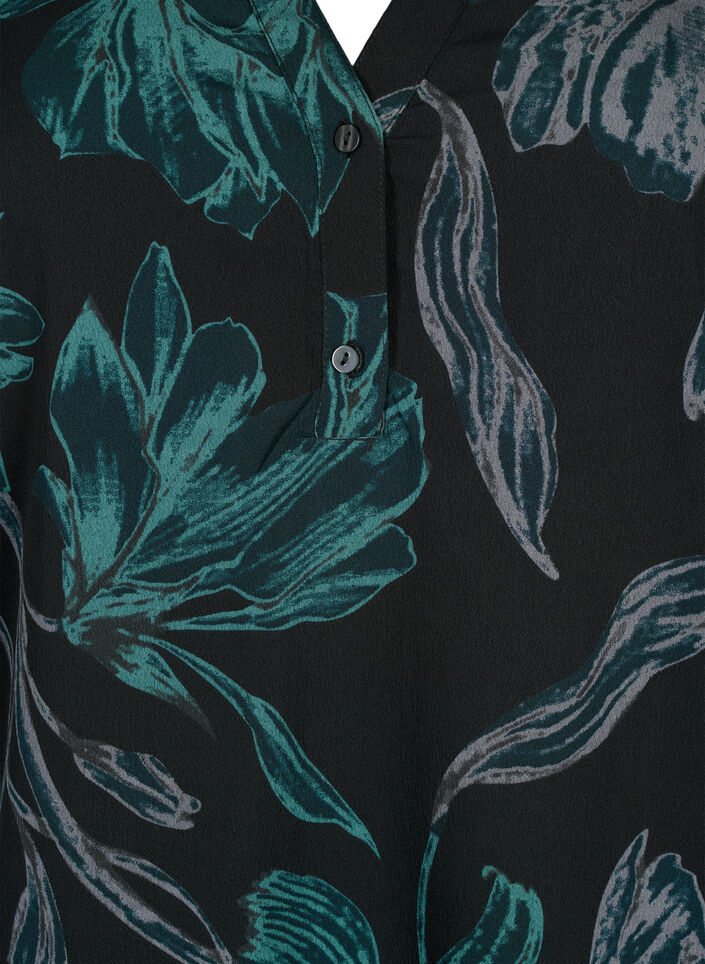 FLASH - Lang&aelig;rmet bluse med print, Black Scarab Flower, Packshot image number 2