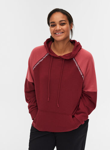 Sweatshirt med hætte og lomme, Pomegranate, Model image number 0