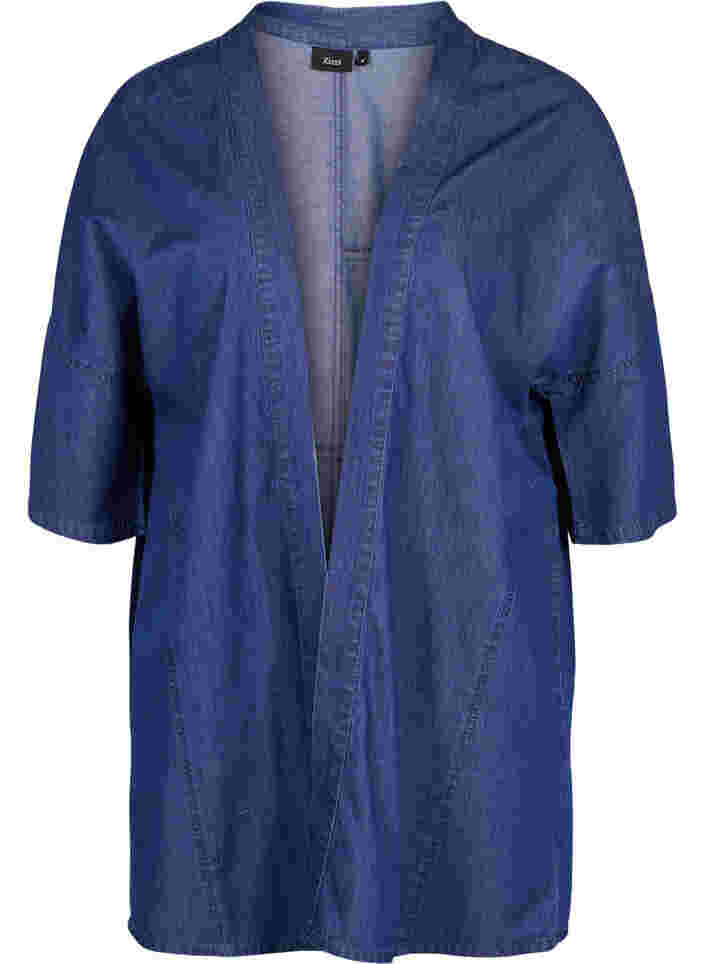 Denim kimono med 3/4 ærmer, Medium Blue Denim