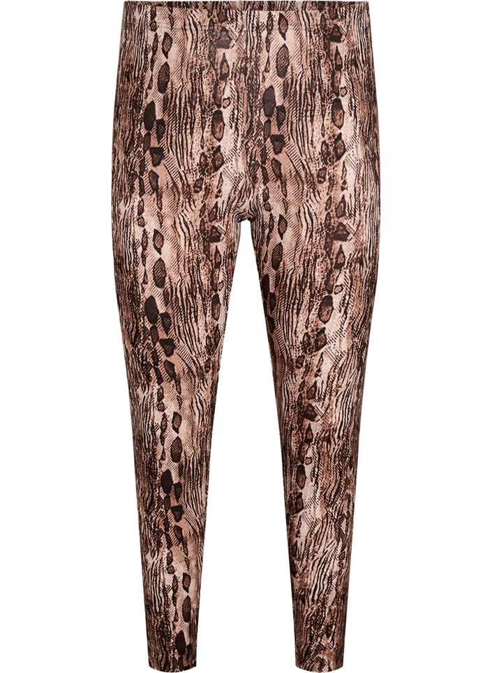 Viskose leggings med print, Brun, Packshot image number 0