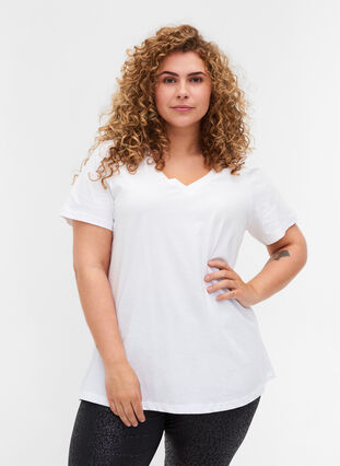 2-pak basis bomulds t-shirt, Bright White, Model image number 0