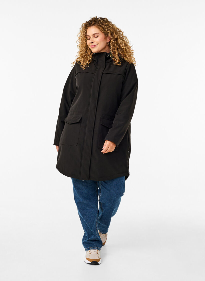 Vandafvisende softshelljakke med quiltet foer, Sort, Model image number 1