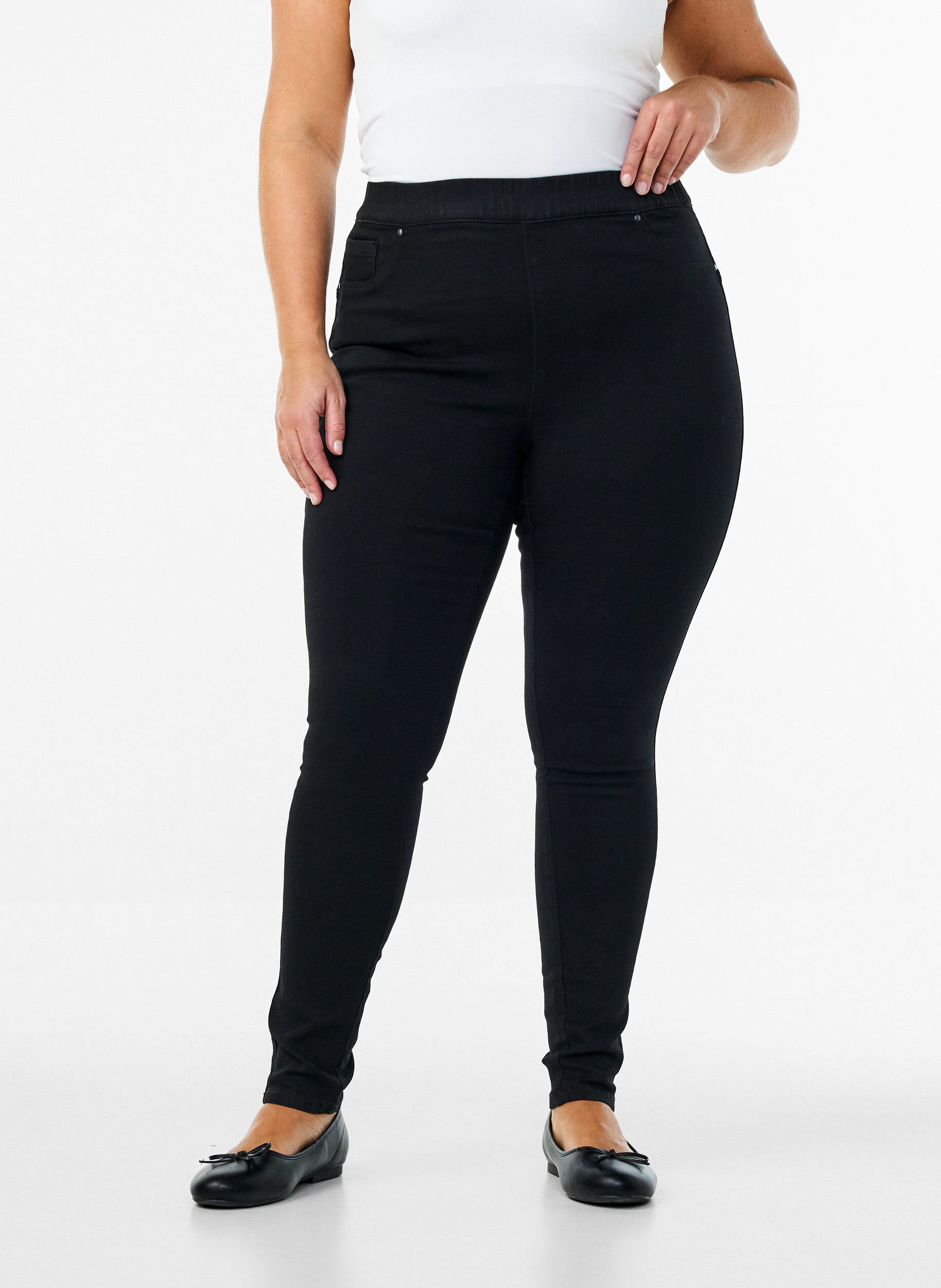 Zizzi Jeggings med h&oslash;j talje, Sort, Model image number 2