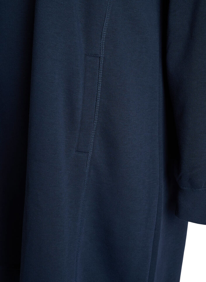 Kort sweatkjole med h&oslash;j krave og lommer, Bl&aring;, Packshot image number 3