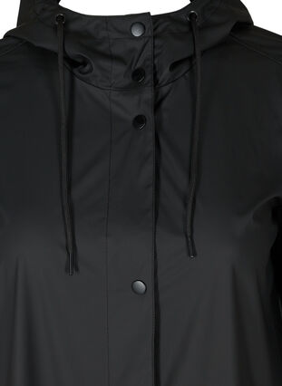 Regnjakke med hætte og lommer, Black, Packshot image number 2