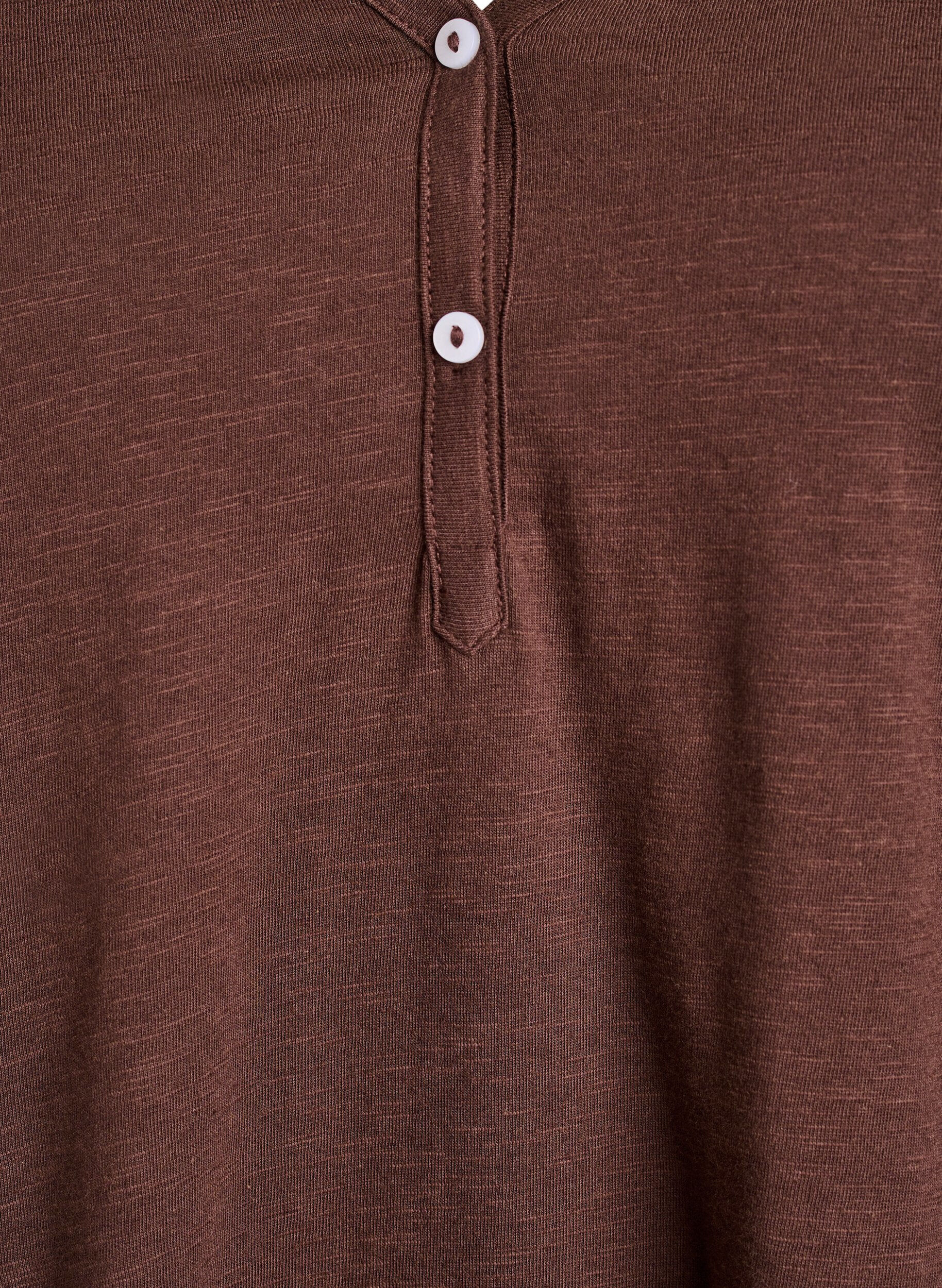 ZizziLang&aelig;rmet t-shirt med V-hals og knapper, Brun, Packshot image number 2
