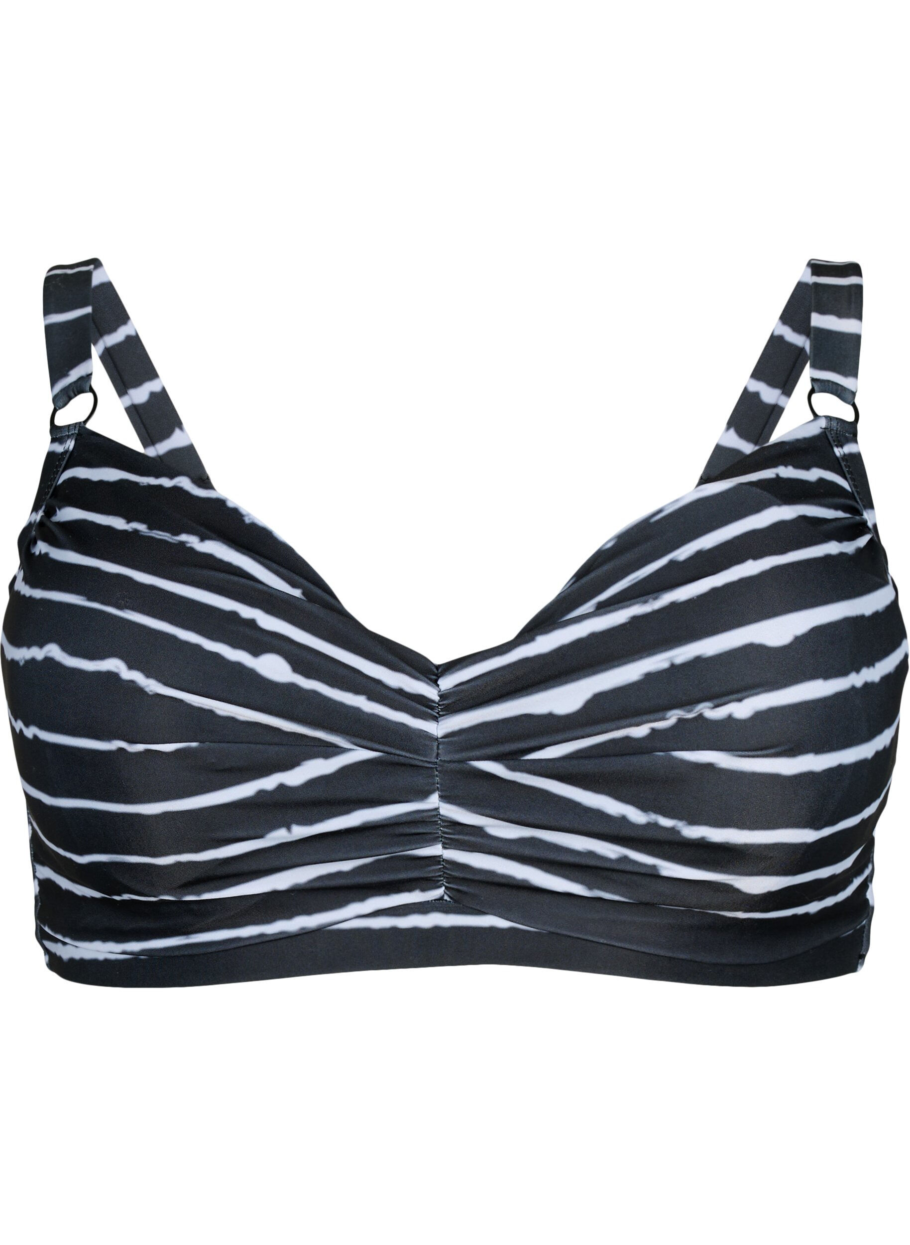 Zizzi Printet bikini bh med b&oslash;jle, Black White Stripe, Packshot image number 0