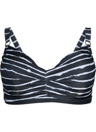 Printet bikini bh med bøjle, Black White Stripe
