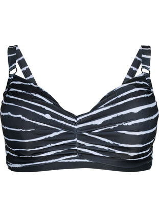 Printet bikini bh med bøjle, Black White Stripe, Packshot image number 0