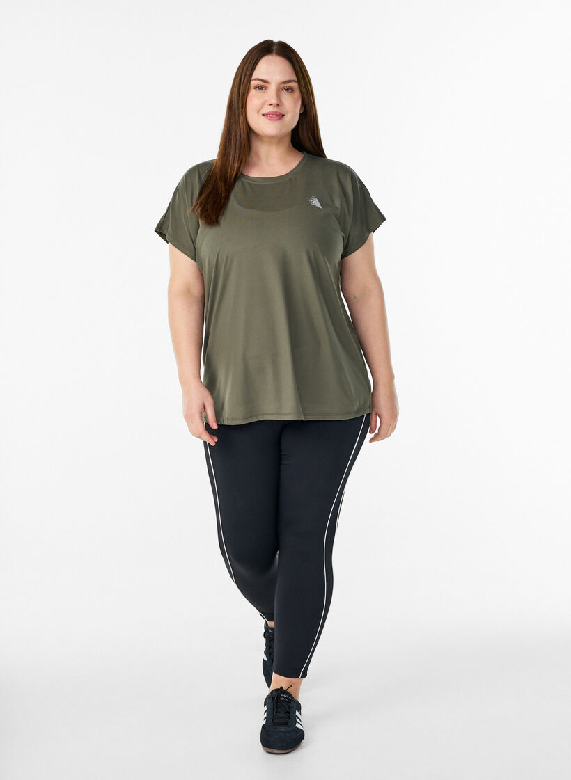 Ensfarvet tr&aelig;nings t-shirt, Gr&oslash;n, Model image number 1