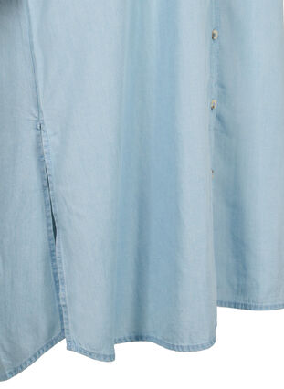 Kortærmet skjortekjole i lyocell (TENCEL™), Light blue denim, Packshot image number 3
