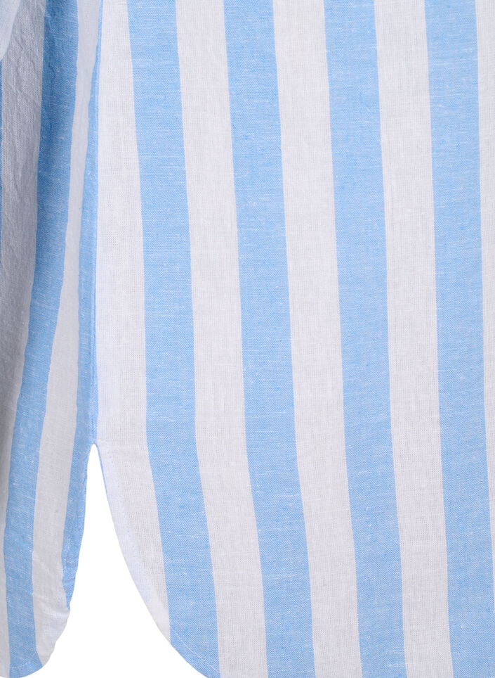 Lang skjorte i h&oslash;r og bomuld, Blue White Stripe, Packshot image number 3