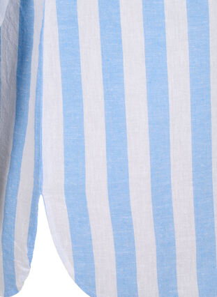 Lang skjorte i hør og bomuld, Blue White Stripe, Packshot image number 3