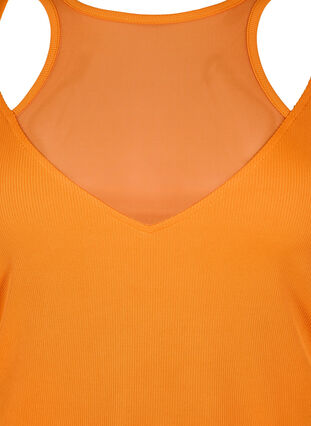 Tætsiddende bluse med v-hals og meshdetalje, Vibrant Orange, Packshot image number 2